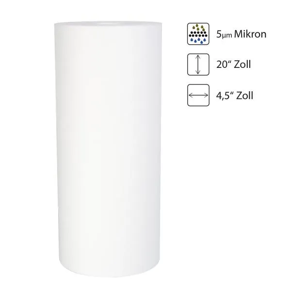 FCPS5M20B "Melt-Blown" Polypropylene Sediment Filter | Größe: 20 Zoll x 4,5 Zoll (Big Blue) | Filterfeinheit: 5 µm FCPS5M20B "Melt-Blown" Polypropylene Sediment Filter | Größe: 20 Zoll x 4,5 Zoll (Big Blue) | Filterfeinheit: 5 µm
